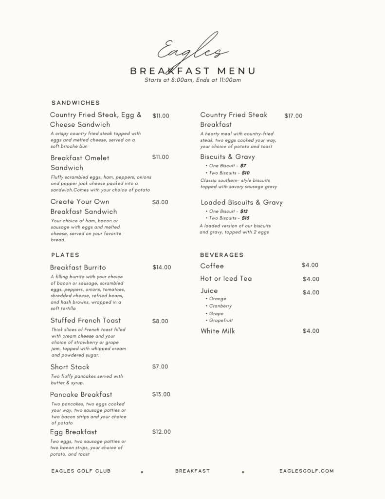 Breakfast Menu