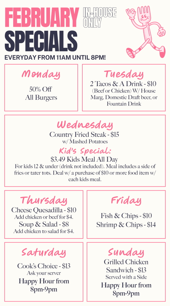 February In House Specials